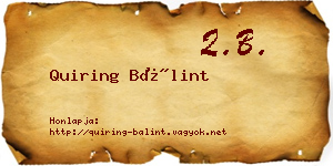 Quiring Bálint névjegykártya